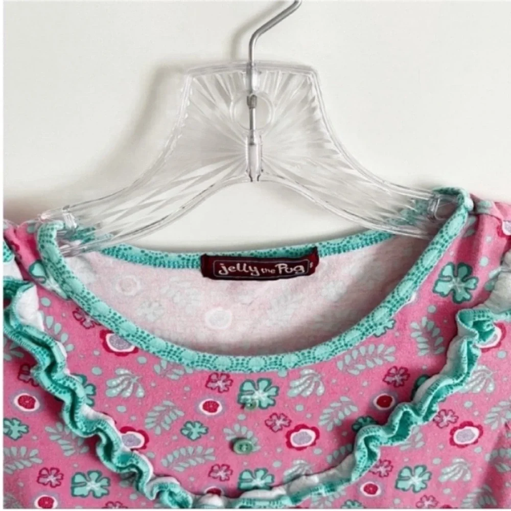 Jelly the Pug lap dress pink Mermaids Collection ruffles floral size 8